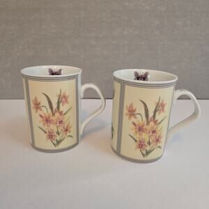 Floral Porcelain Coffee & Tea Mugs by Gallery 8 oz - Set of 2